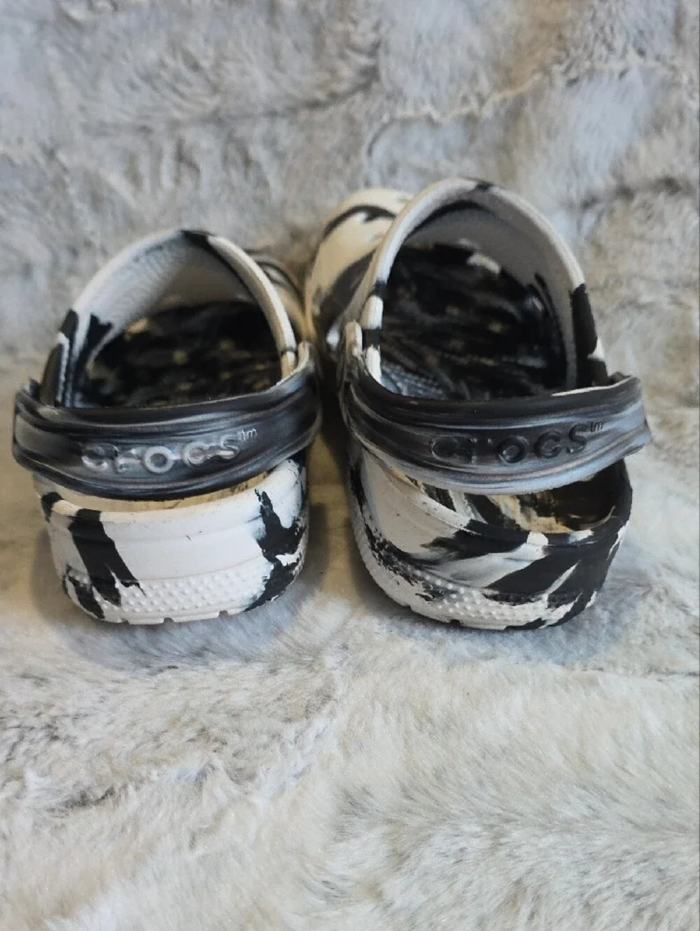 Pre-loved CROCS Kids Black & White Swirl Clogs